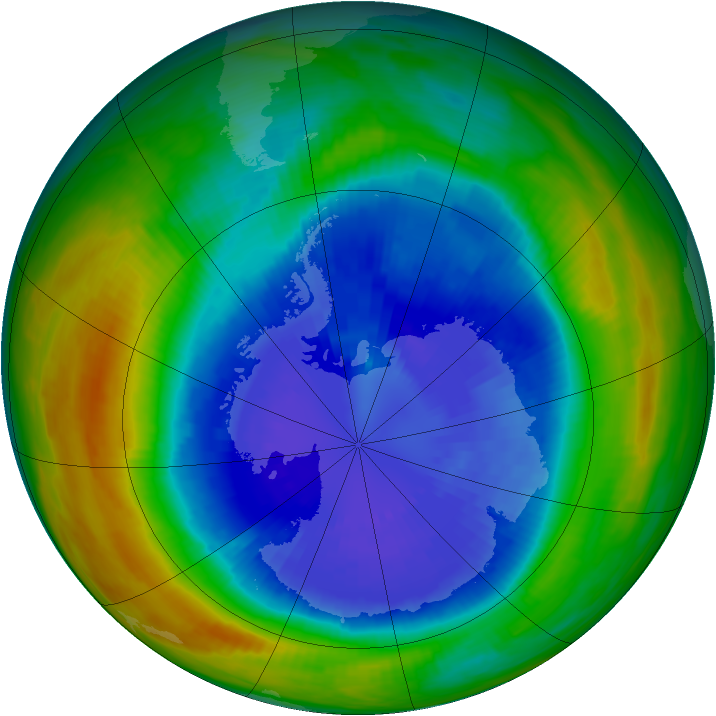 Antarctic ozone map for 15 September 1987